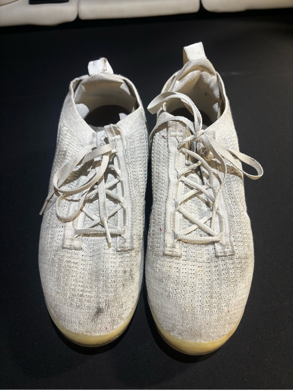 Women’s Nike Vapormax Knit Lace-Up Sneakers in Off-White